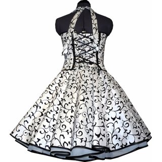 Traumhaftes Petticoat Kleid Brautkleid Taft weiß schwarze Ranken zur Hochzeit