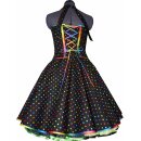 50er Petticoatkleid Punkte mehrfarbig schwarz Band regenbogen