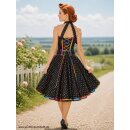 50er Petticoatkleid Punkte mehrfarbig schwarz Band...