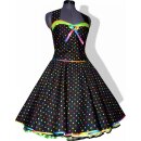 50er Petticoatkleid Punkte mehrfarbig schwarz Band regenbogen 36,38