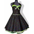 50er Petticoatkleid Punkte mehrfarbig schwarz Band lindgrün