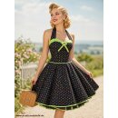 50er Petticoatkleid Punkte mehrfarbig schwarz Band...