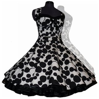 Peppiges Korsagen Tanzkleid schwarze Punkte und Kreise 34-44 34