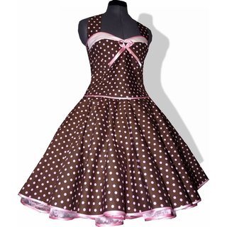 Swingkleid zum Petticoat  braun rosa Punkte im 50er Jahre Stil 36