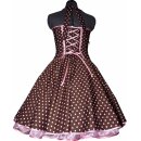 Swingkleid zum Petticoat  braun rosa Punkte im 50er Jahre Stil 36