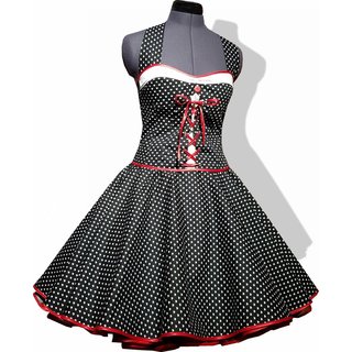 Petticoat Kleid schwarz kleine weiße Herzen mit Schnürung wie Dirndl