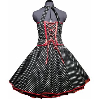 Petticoat Kleid schwarz kleine weiße Herzen mit Schnürung wie Dirndl