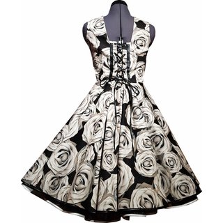 50er Jahre Kleid zum Petticoat Retrokleid grau schwarze Rosen Kleid  36