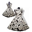 50er Jahre Kleid zum Petticoat Retrokleid grau schwarze...