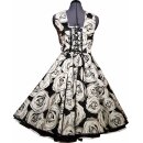 50er Jahre Kleid zum Petticoat Retrokleidschwarz graue Rosen Kleid  36