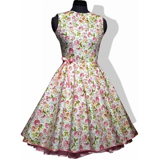 Kleid zum Petticoat Rockabilly rosa gelbe Blumen  32-44