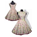 Kleid zum Petticoat Rockabilly rosa gelbe Blumen  32-44