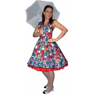 Kleid zum Petticoat Rockabilly bunte Retroblumen  32-44