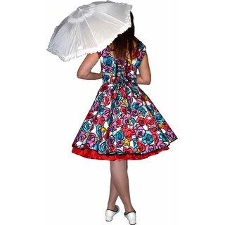 Kleid zum Petticoat Rockabilly bunte Retroblumen  32-44