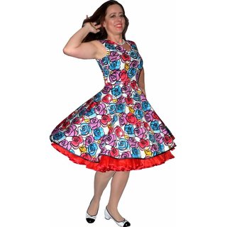 Kleid zum Petticoat Rockabilly bunte Retroblumen  32-44
