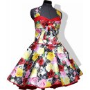 50er Jahre Kleid zum Petticoat Rosen sepia schwarz weiß rosa gelb