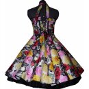 50er Jahre Kleid zum Petticoat Rosen sepia schwarz weiß rosa gelb