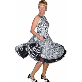 Kleid zum Petticoat Rockabilly schwarz weiß Kringel Kreise  32-44