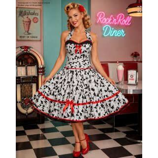 50er Jahre Kleid weiss schwarz Korsage Prisma