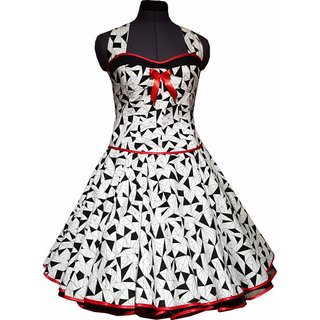 50er Jahre Kleid zum Petticoat weiß mit schwarzen Prismen Korsage