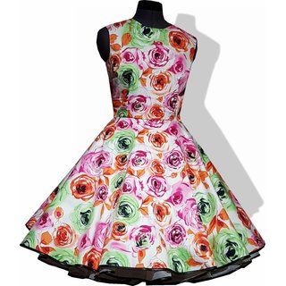Kleid zum Petticoat Rockabilly pink grüne Rosen  32-44