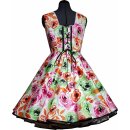 Kleid zum Petticoat Rockabilly pink grüne Rosen  32-44