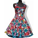 Petticoat Kleid Tanzkleid bunte Retroblumen mehrfarbiges Satinband