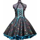 Petticoat Kleid 50er Jahre Retrokleid schwarz türkis leuchtende Sterne