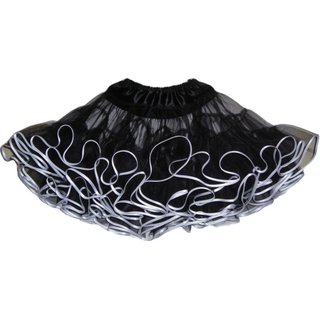 Petticoat schwarz Band weiß Rüschenrock Tüllrock einlagig 48 cm