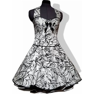 50er Jahre Petticoat Kleid Brautkleid Hochzeit weiß schwarz Blätter
