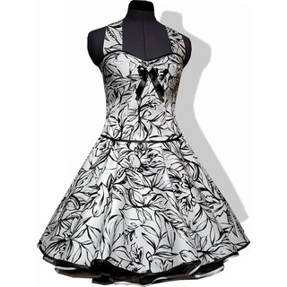50er Jahre Kleid zum Petticoat weiß schwarze Blattmotive 36