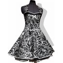 50er Jahre Kleid zum Petticoat schwarz weiße Blattmotive