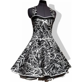50er Jahre Kleid zum Petticoatschwarz weiße Blattmotive 36