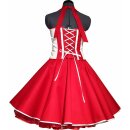 Petticoatkleid  50er Jahre Retrokleid  rot mit weiß rot gepunktetem Oberteil 38