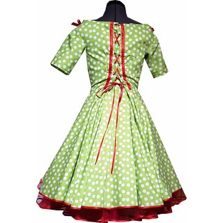 Petticoatkleid 50er Jahre grn weie Punkte im Carmenstil 34-44 40
