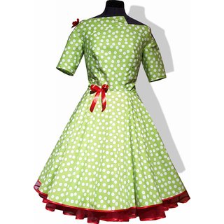 Petticoatkleid 50er Jahre grn weie Punkte im Carmenstil 34-44 40