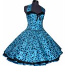 Traumhaftes Petticoat Kleid Vintage FestkleidTaft türkis schwarze Ranken 36