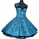 Traumhaftes Petticoat Kleid Vintage FestkleidTaft türkis schwarze Ranken 36