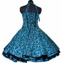 Traumhaftes Petticoat Kleid Vintage FestkleidTaft türkis schwarze Ranken 36
