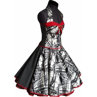  Doppeloptik Petticoatkleid weiss schwarze Streifen und Herzen zum Petticoat