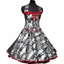 Doppeloptik Petticoatkleid weiss schwarze Streifen und Herzen zum Petticoat