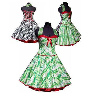 Doppeloptik Petticoatkleid 2 in 1 grün schwarze Streifen zum Petticoat