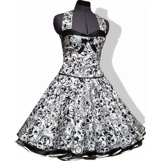 50er Jahre Kleid zum Petticoat weiss schwarze Kringel tellerweit