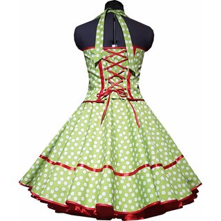 Kleid zum Petticoat Korsage grüner Punktewirbel Band rot