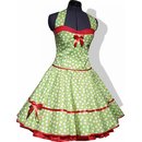 Kleid zum Petticoat Korsage grner Punktewirbel Band rot