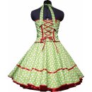 Kleid zum Petticoat Korsage grüner Punktewirbel Band...