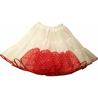  Petticoat Unterrock Organdy geflammt weiss rot Punkte