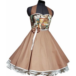 Petticoat Kleid 50er Jahre Motive Punkte braun Vintage 36/38