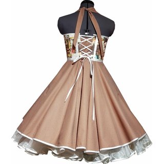 Petticoat Kleid 50er Jahre Motive Punkte braun Vintage 36/38