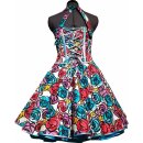 Petticoat Kleid Tanzkleid 50er Jahre bunte Retroblumen mehrfarbiges Satinband 36